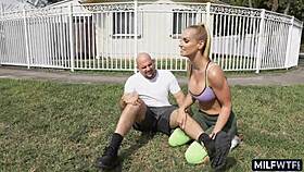 I feel her big tits bouncing as she runs outdoors