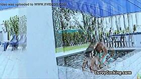 She moans, Gag me with your big juicy tits by the pool!