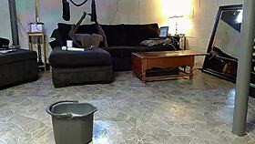 Horny gay nudist masturbates while cleaning 🧹