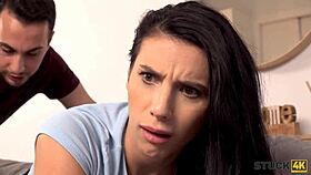 stuck4k friend grins seeing the help girl pinned and unable to move