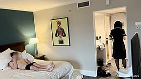 public dick flash i pull out my dick in front of a hotel maid and she helps me cum with jerking off