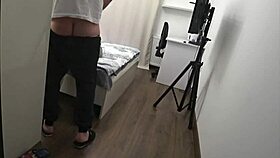 This cheating wife is fucking her best friend in the kitchen while husband is nearby