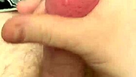 Intense solo cumshot in bed