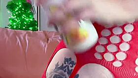 anal play with big black dildo in doggystyle bent over hairy beaver