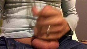 shemale holds back cumming to build huge load for facial on cam