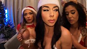 lana borges, flavia oliver, and loupan get their big asses ripped in christmas anal triple