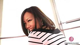 Asian Slut Bent Over Begs for Cock While Fingering and Riding in Japanese Scene