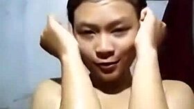 asian student bathing in khmer shower