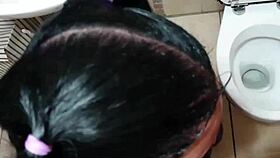 emo bondage slut dragged to toilet for piss drinking and cock sucking in wild scene