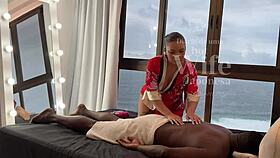 Asian Masseuse Lina Nakamura Massages Black Stud John Coffee
