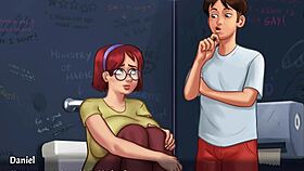 summertime saga innocent busty redhead college student shows huge tits judith