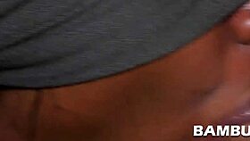 Ebony beauty submits to big white cock