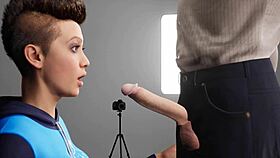 in this 3d anime hentai, a teen 18+ with big tits performs deepthroat blowjob with choking and gagging