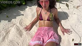 beauty pees on maldives beach, gets golden shower on glasses 😲