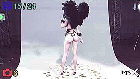 In the fashion business, she models a beautiful nude costume