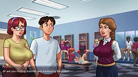 summertime saga innocent busty redhead college student shows huge tits judith