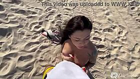 Slut Fucks Hard on Beach Without Condom