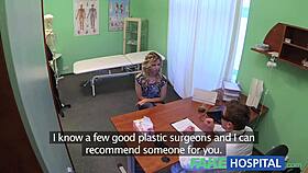 fake hospital doctor offers blonde discount on tits for good exam