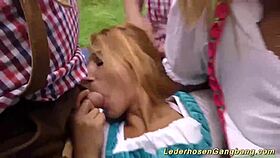I'm in wild german outdoor gangbang, chokin and deepthroatin rough