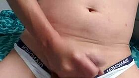 gay boy intensely masturbates in his underwear with passion