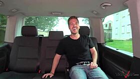 Alluring blonde picked up and drilled hard in van backseat.