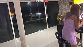 Young girl in towel gets facial from pizza delivery guy. Full video on Lxtube.