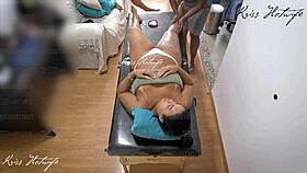 naked brunette flashes for voyeur husband