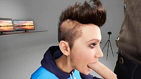 in this 3d anime hentai, a teen 18+ with big tits performs deepthroat blowjob with choking and gagging