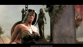 Wonder woman fucks ares with big tits?