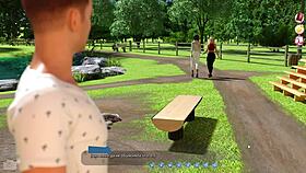 In gameplay, help the blonde hottie with big tits