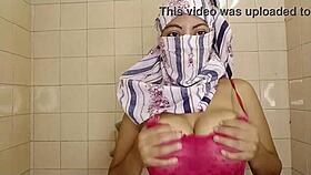 Muslim Arab Stepmom Milf with Big Tits Squirts from Fat Pussy in Niqab and Hijab