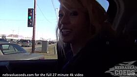 Barely 18 Skinny Blonde Risky Public Masturbating While Driving