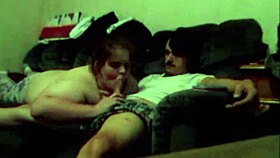 Wife deepthroats husband's big cock then gets fucked with creampie.