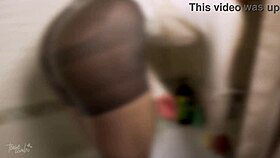 Hot Milf Teasing In The Shower With Wet Pantyhose.