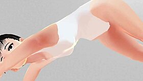 Anime Girl Leo Performs STRETCH YOGA Exercises In Cartoon Style, Focusing On Flexibility And Relaxation