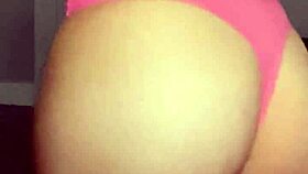 Trying on panties close up.