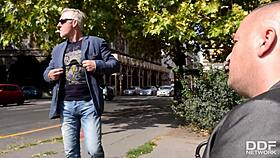 Hardcore bombshell Mea Melone takes three huge dicks deep in her tight asshole.