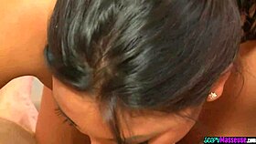 Busty Asian Babe Strokes Hard Cock in Steamy Massage.