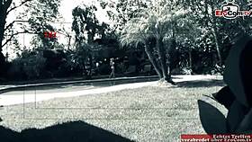 That busty blonde slut got seduced right by the pool for some outdoor fun