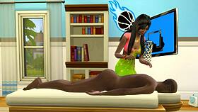 Indian teen stepdaughter gives stepdad sensual massage with erotic handjob. Her big tits shine during old and young play.