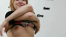 virgin alina neumeha touches herself on casting interview! first time groping shaved pussy