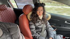 Risky Public Sex in Car with Huge Cum on Face