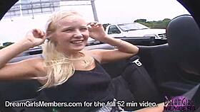 Blonde Rides Topless in Convertible