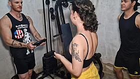 Gym Workout Turns into Intense Bisexual Sex with Big Cocks