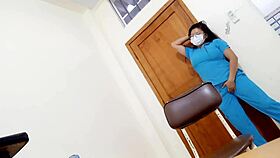 Shameless Nurse Masturbates in Office