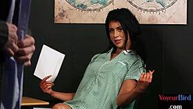 femdom cfnm babe watches professor jerking on her