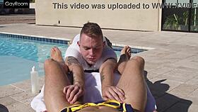 Trent rails poolboy's asshole outdoors.