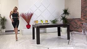 Brunette teen 18+ tastes piss during vibrator play