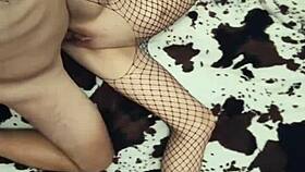 i love my milf wife in fishnets getting her ass stretched