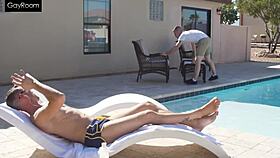 Trent rails poolboy's asshole outdoors.